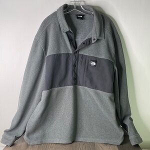 The North Face Gray Two-Tone Snap Pullover Fleece Men’s Size XL - 1395